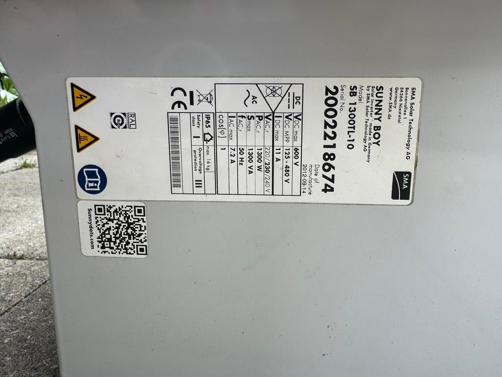 SMA Sunny Boy SB 1300TL-10 Omvormer (1300W), Ophalen, Zo goed als nieuw