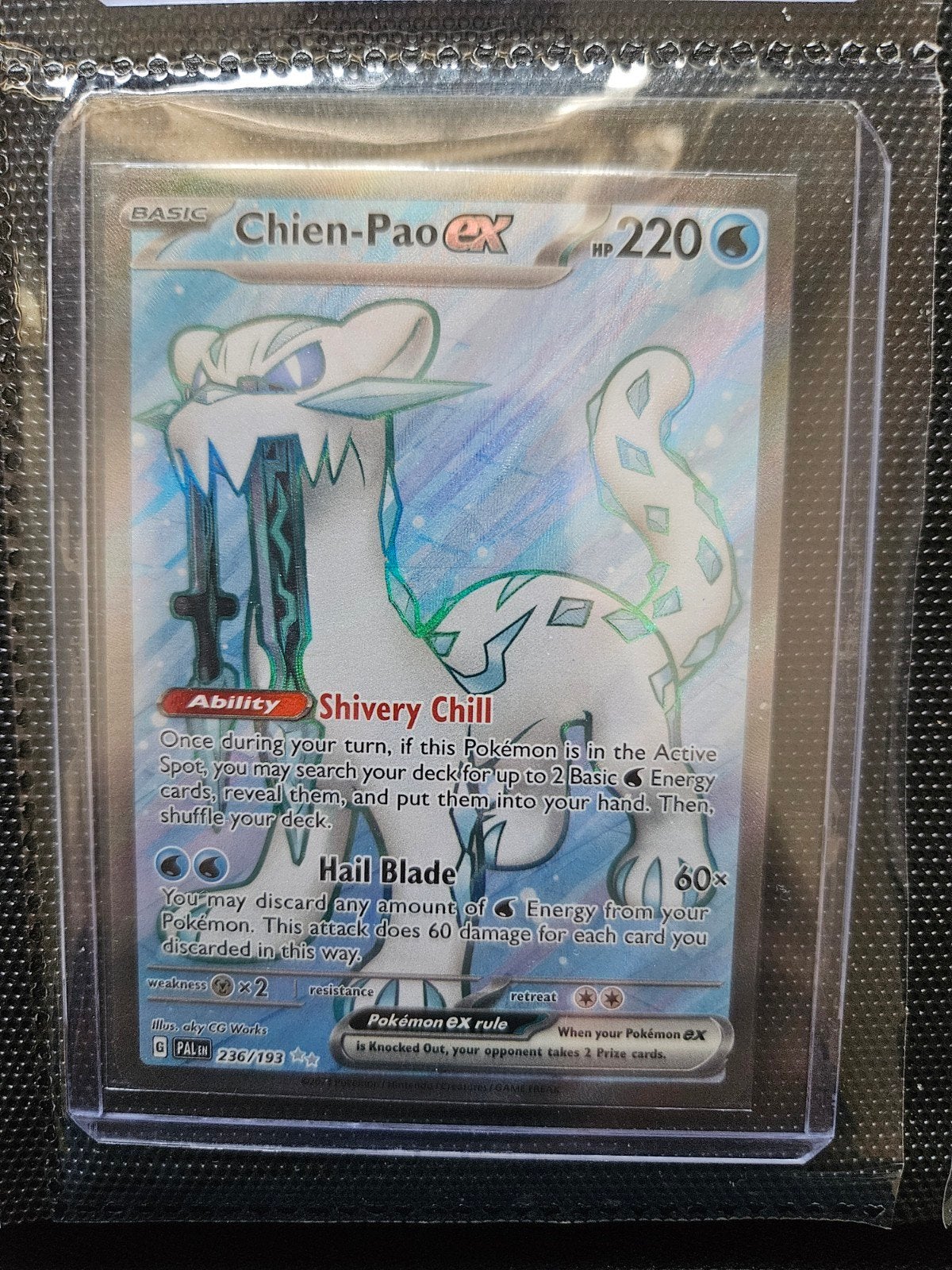 Pokemon Chien-Pao ex 236/193 Paldea Evolved, Ophalen of Verzenden, Zo goed als nieuw, Losse kaart, Foil