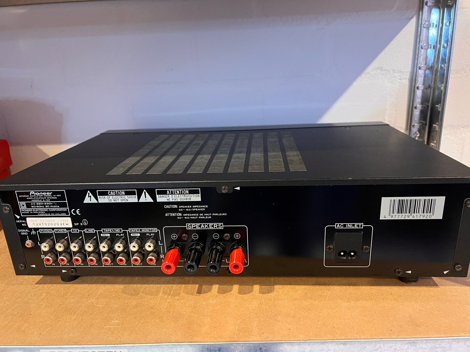 Pioneer A-107 Stereo Versterker - Direct Energy MOS, Ophalen of Verzenden, Zo goed als nieuw, 60 tot 120 watt, Pioneer