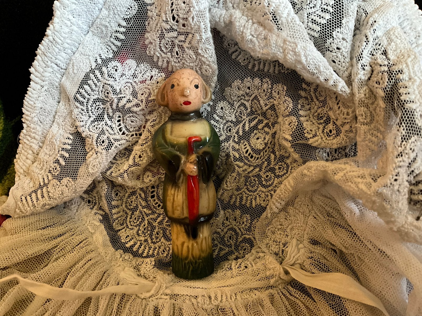 Antieke uit houtgesneden becassine popje anno 1880, Antiek en Kunst, Antiek | Speelgoed, Ophalen of Verzenden