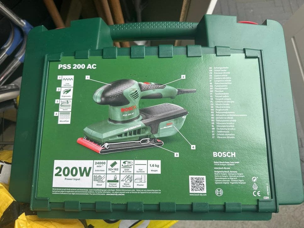Bosch PSS 200 AC Vlakschuurmachine - 200W, Ophalen, Zo goed als nieuw, Minder dan 600 watt, Vlakschuurmachine