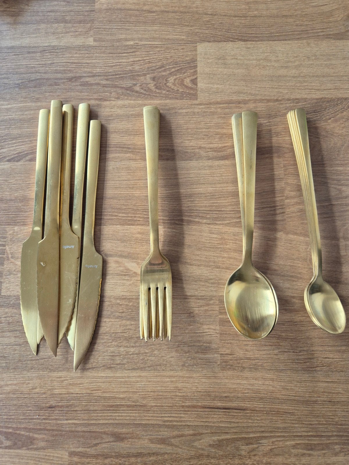 Amefa Bestek Set - Goudkleurig - Licht Beschadigd, Antiek en Kunst, Ophalen of Verzenden