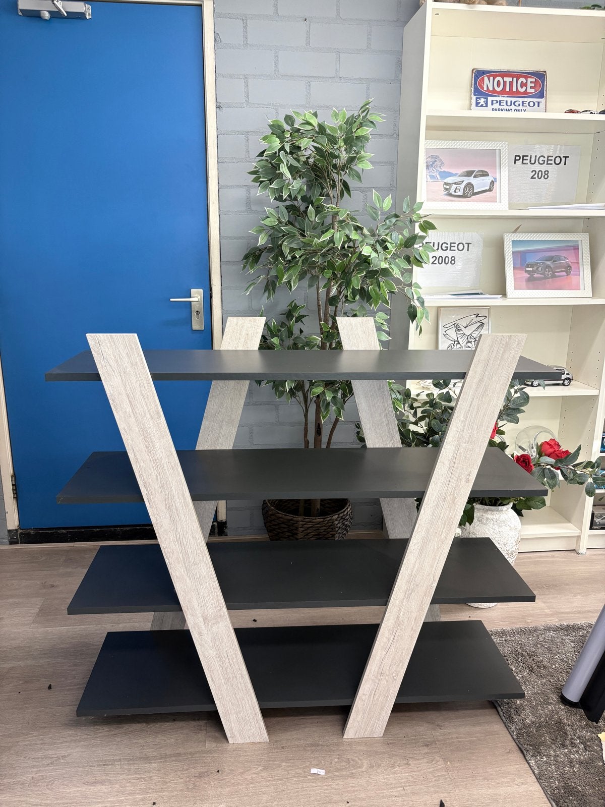 Moderne V-vormige Boekenkast met 4 Planken, Ophalen, Met plank(en), 100 tot 150 cm, 50 tot 100 cm