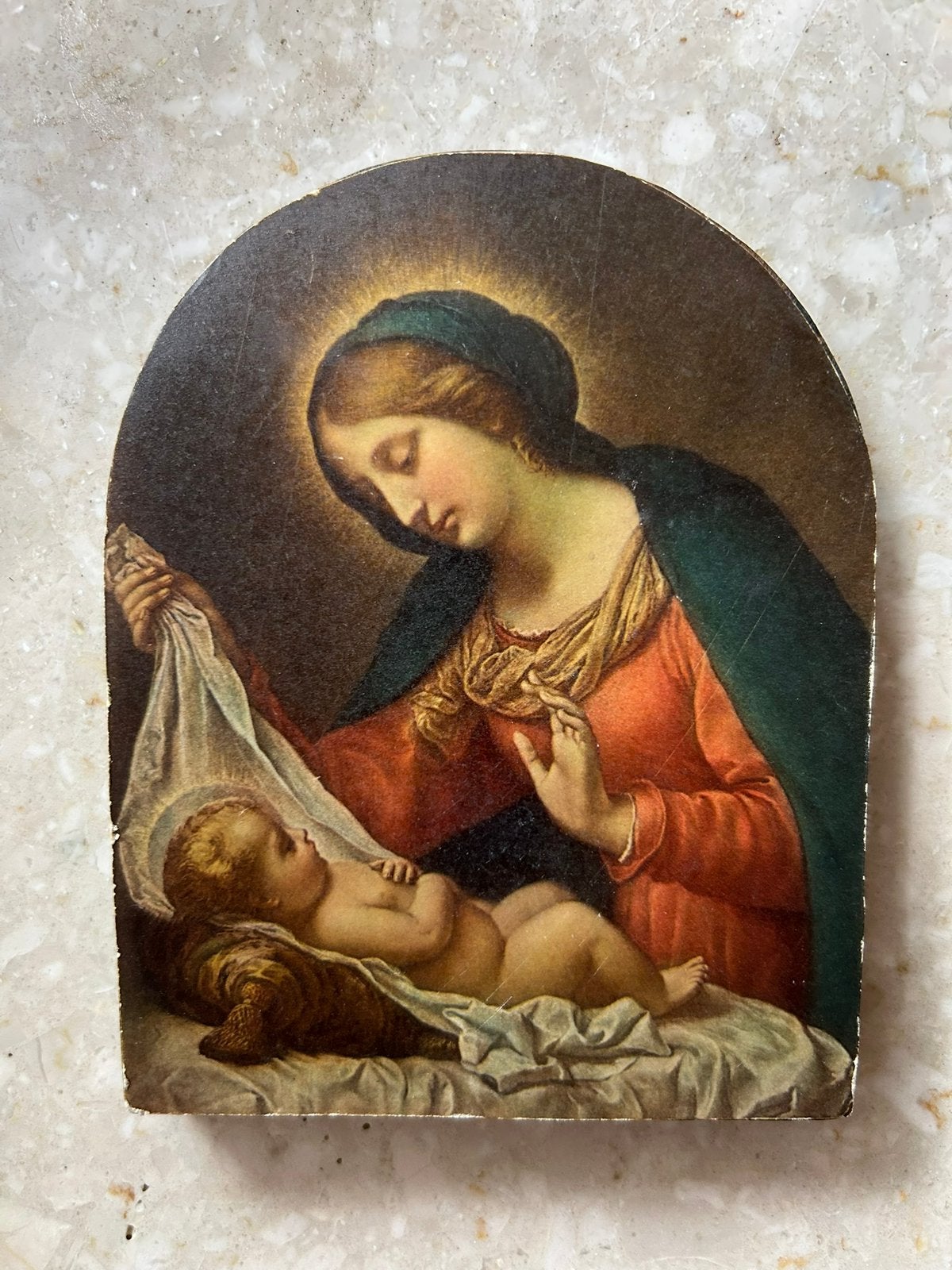 Lijstje schilderijtje hout decoratie wanddeco religie maria, Ophalen of Verzenden, Gebruikt, Overige typen
