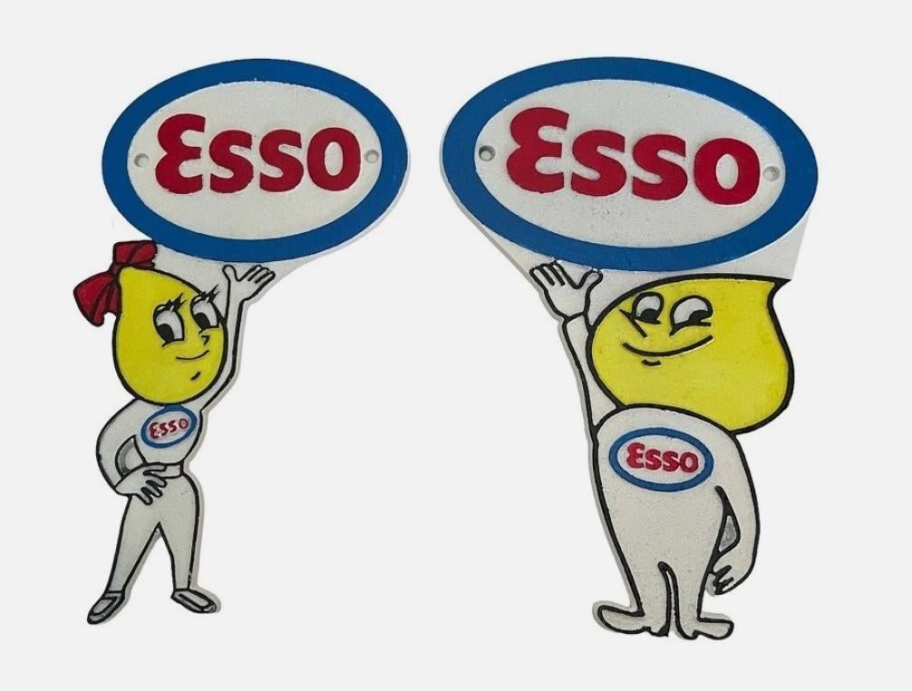 Set Esso wandplaten – Andy & Abbey Slick – zwaar gietijzer, Ophalen of Verzenden