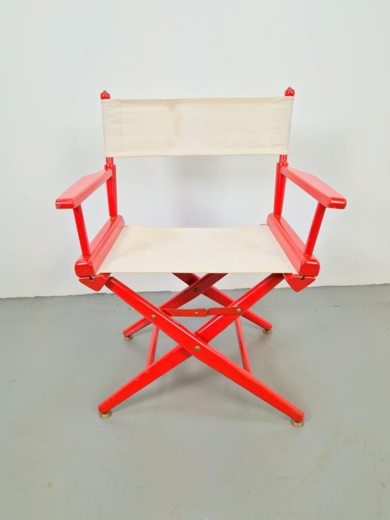 Vintage opvouwbare houten regisseursstoel ‘60 Germany Cut!, N, Wit, Vintage, Ophalen of Verzenden