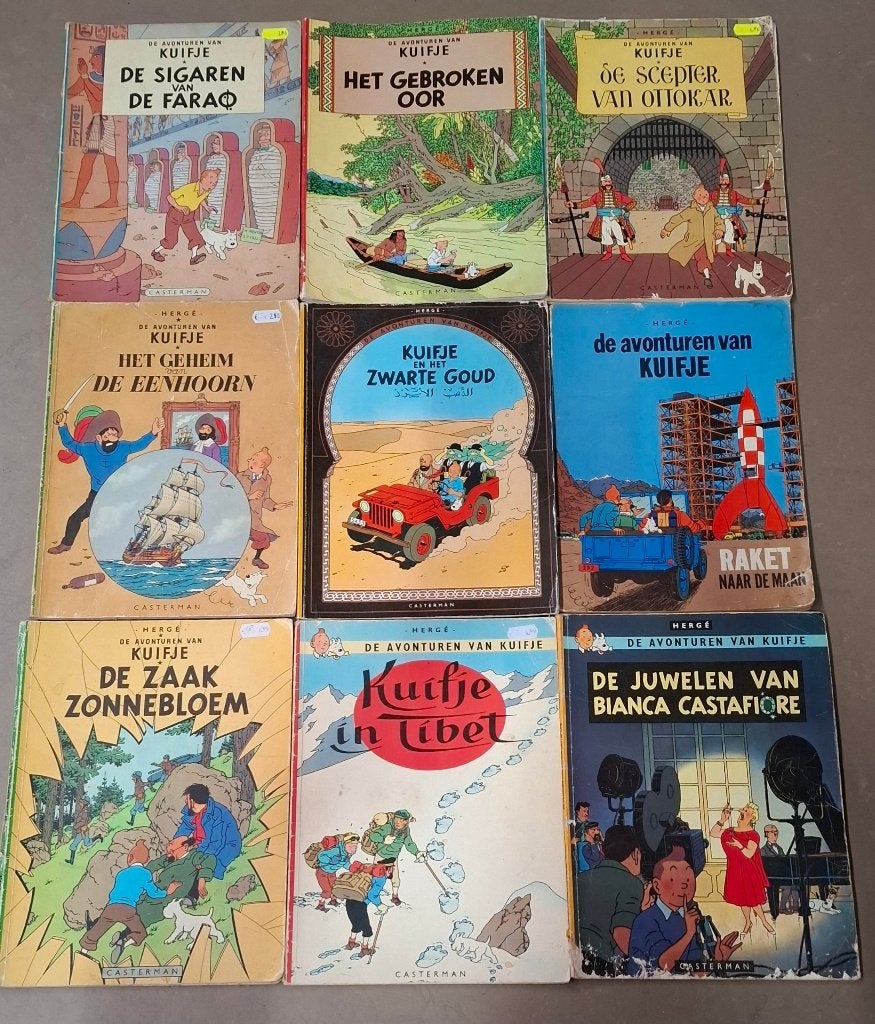 9 x Kuifje stripboeken, Boeken, Stripboeken, Meerdere stripboeken, Ophalen of Verzenden, Gelezen, Hergé
