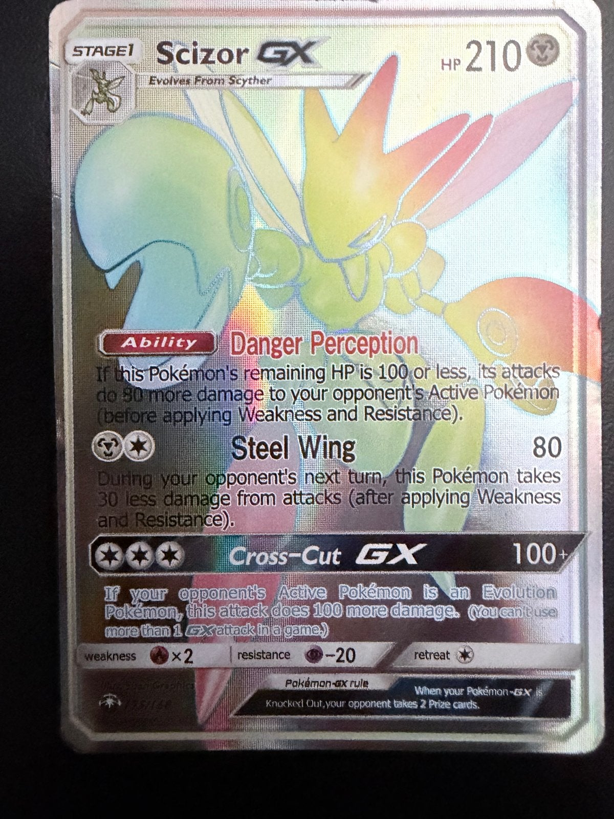 Scizor GX Pokémon Kaart, Ophalen, Zo goed als nieuw, Losse kaart, Foil