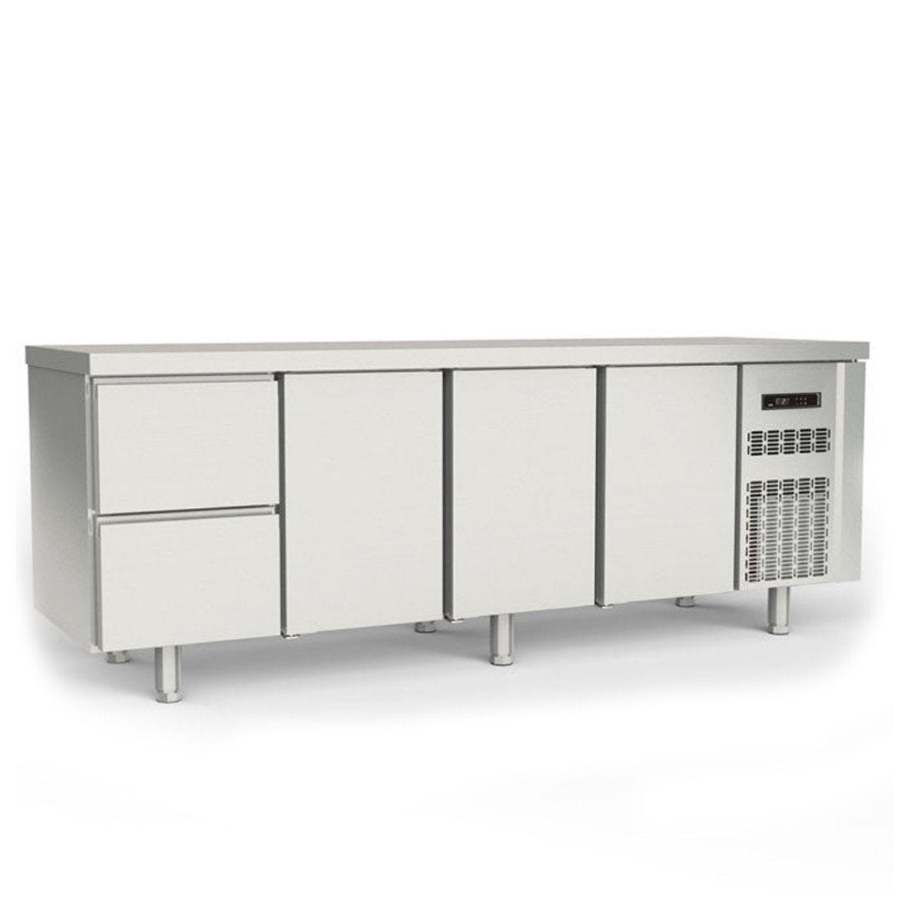 RVS koelwerkbank 2 laden - 3 deuren 1/1 GN 224,5 cm Horeca, Ophalen, Gebruikt, Koelen en Vriezen