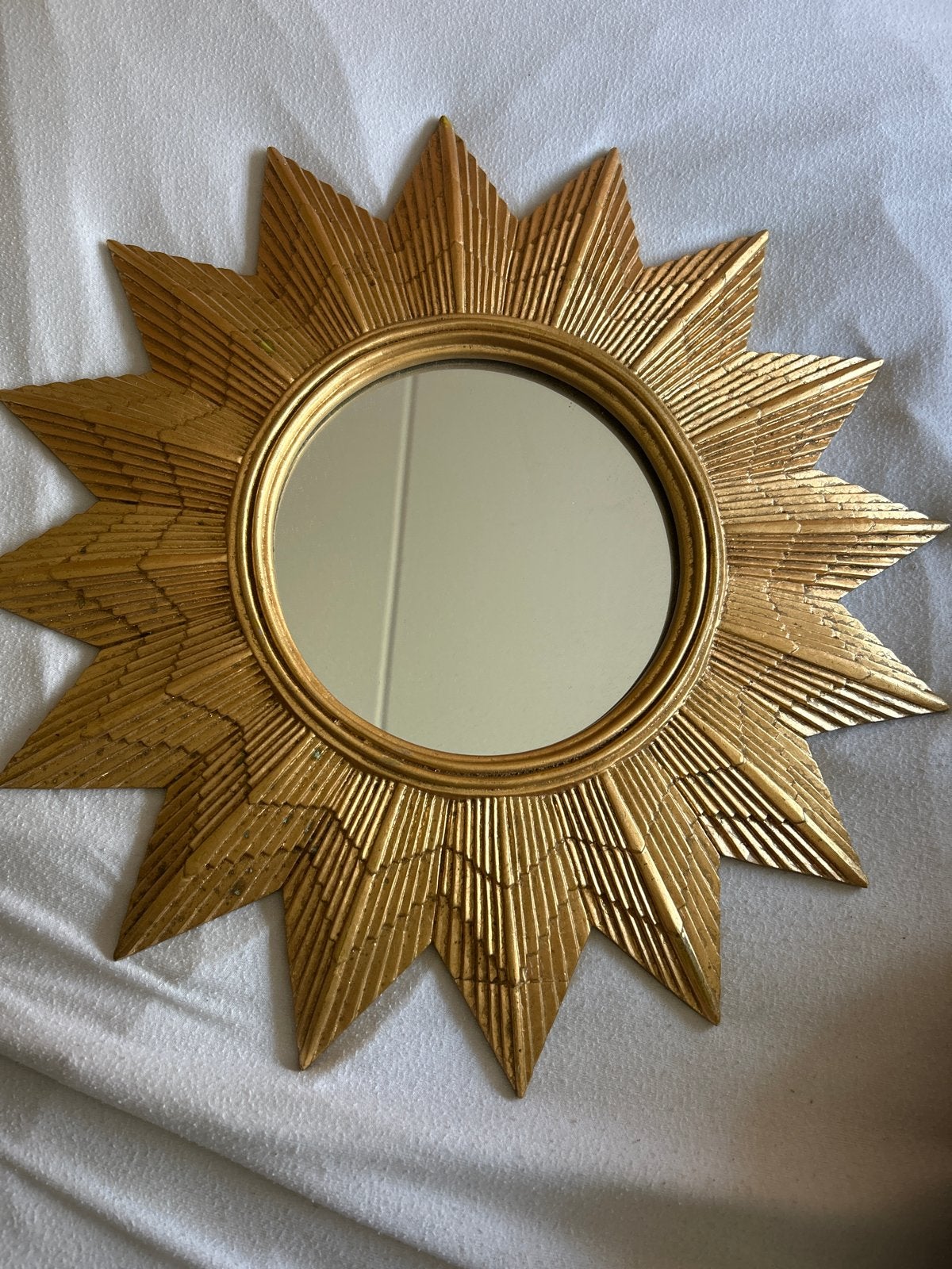 Gouden Zon Spiegel, Huis en Inrichting, Ophalen of Verzenden, Rond, Minder dan 50 cm, Minder dan 100 cm
