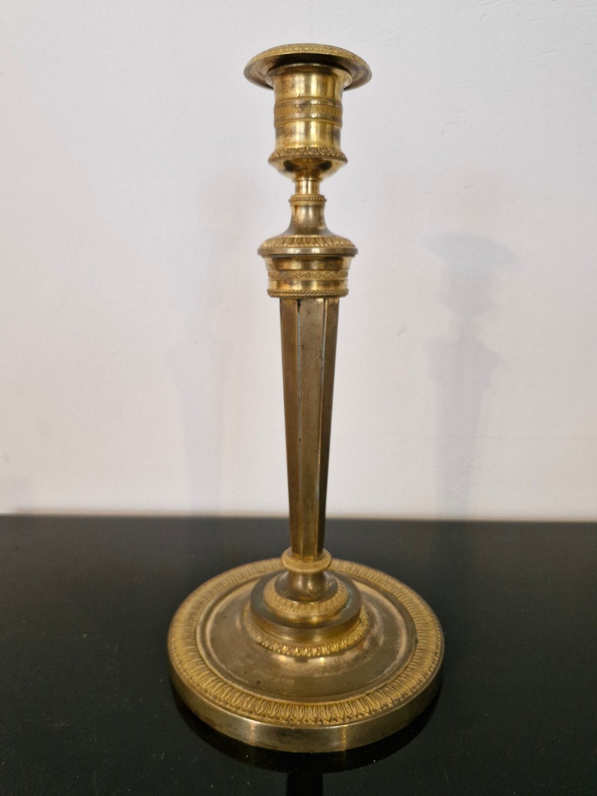 Empire kandelaar, vuurverguld brons, ca. 1810, Antiek en Kunst, Ophalen, Koper of Brons