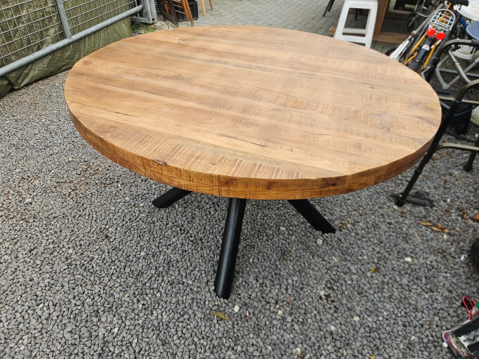 robuuste mangohouten eetkamer tafel, Ophalen, Rond, Zo goed als nieuw, Eetkamertafel