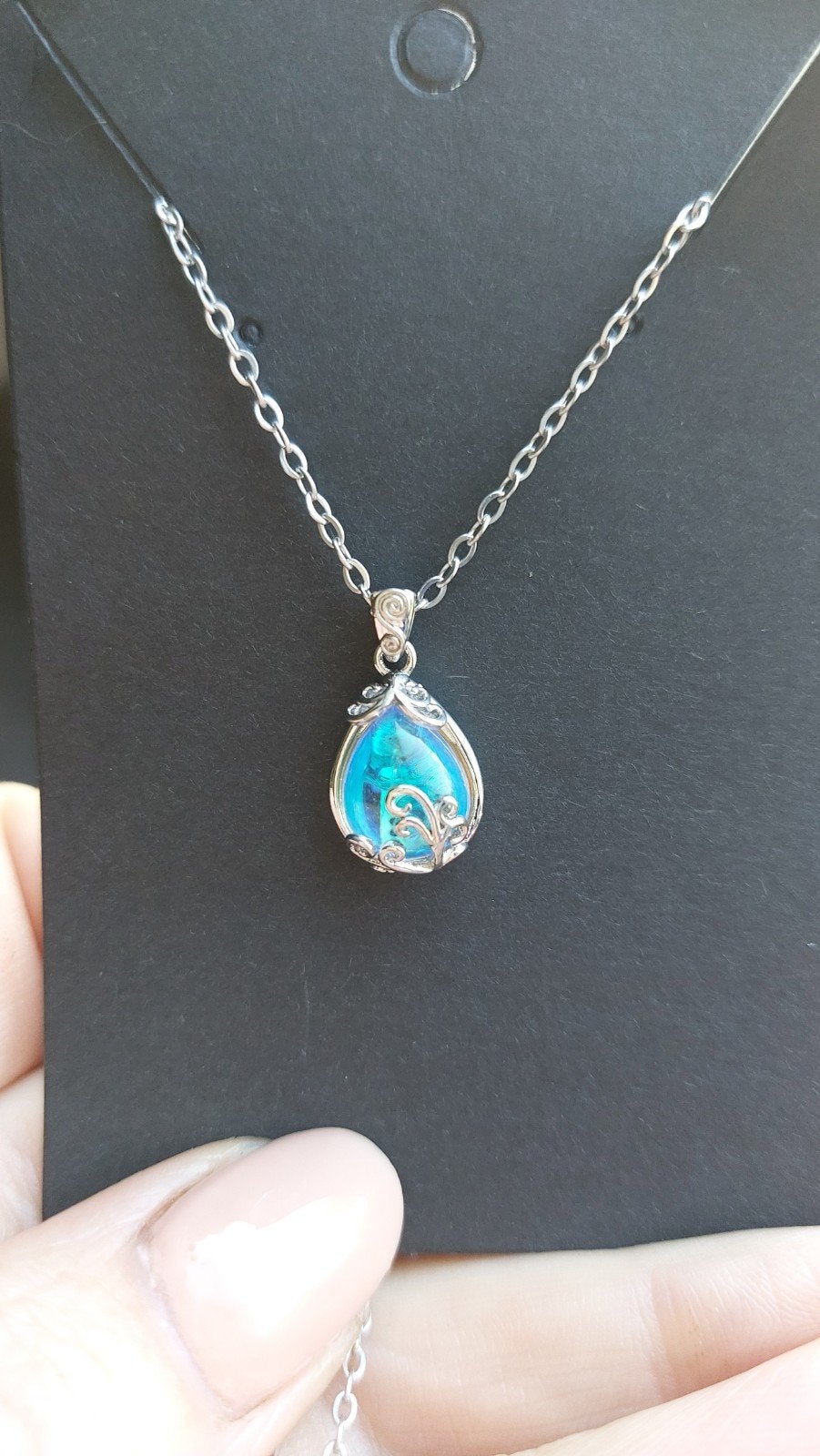 Maansteen ketting met hanger, Blauw, Nieuw, Ophalen of Verzenden, Met edelsteen