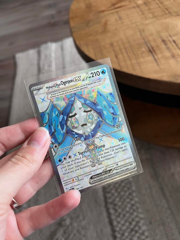 Wellspring Mask Ogerpon ex - Twilight Masquerade, Ophalen of Verzenden, Zo goed als nieuw, Losse kaart, Foil