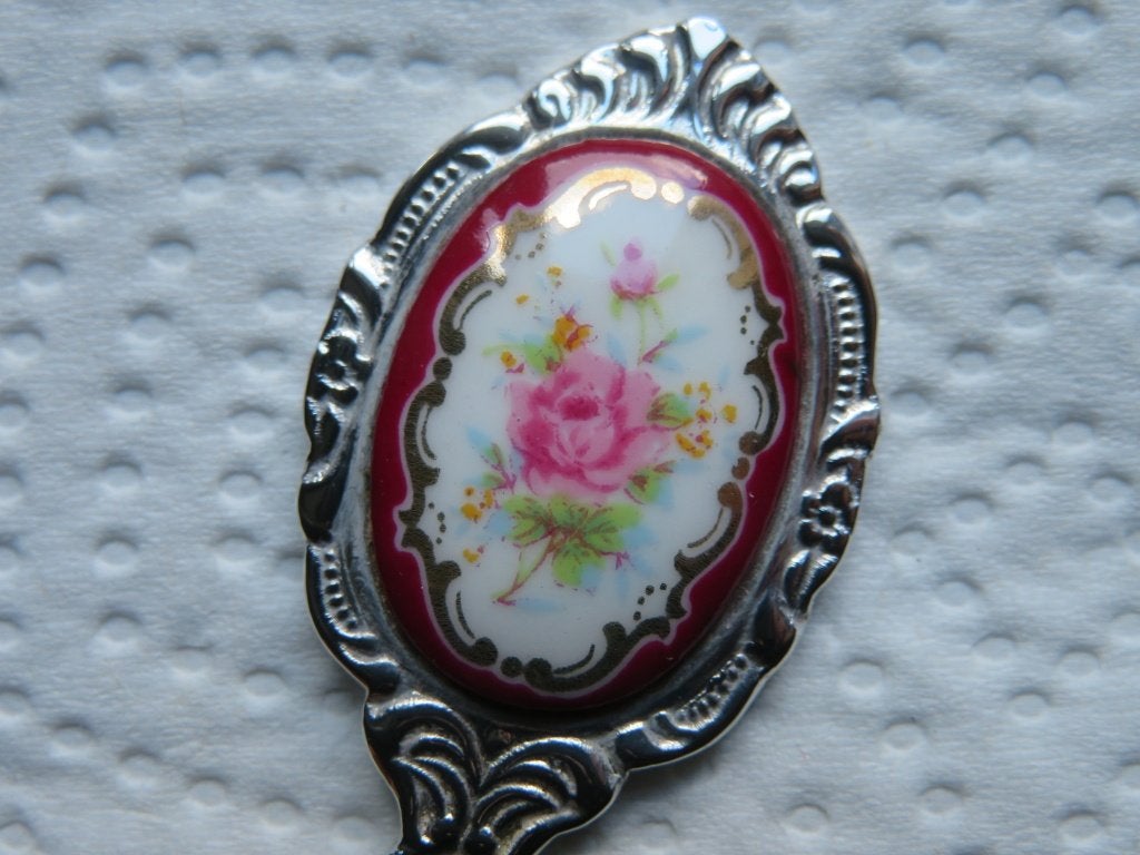 Lepeltje Rozen / Bloemen Limoges porselein, Verzenden, Zo goed als nieuw, Porselein, Bestek