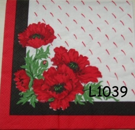 Servetten decoupage/bullet journal - klaprozen L1039, Verzenden, Nieuw