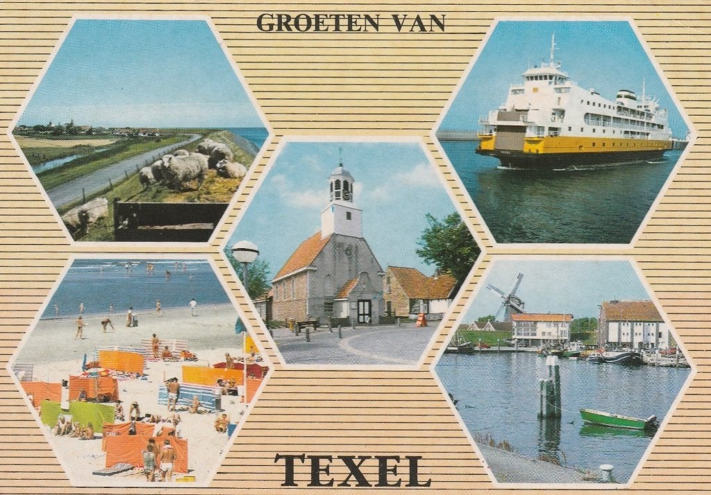 TEXEL Dijk Strand Kerk Veerboot Groeten, Verzenden, 1980 tot heden, Gelopen, Waddeneilanden