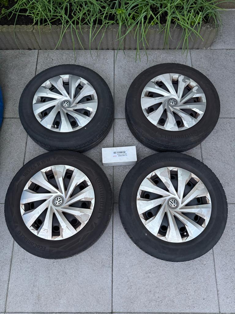 Originele VW Polo 15 inch stalen velgen+zomerbanden+bouten, Ophalen, Gebruikt, Seat