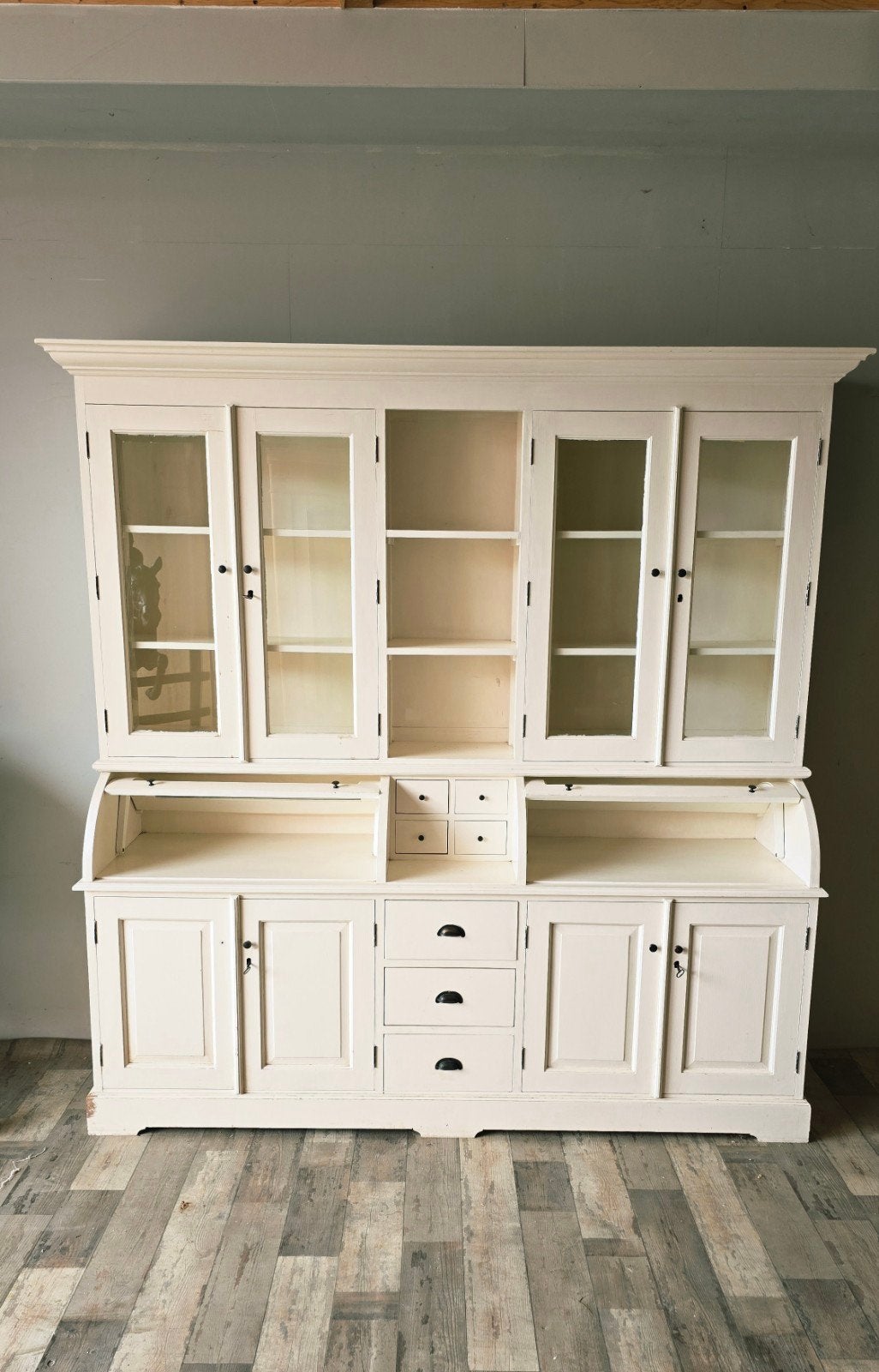 Prachtige Brocante Buffetkast Wit Direct Leverbaar, Gebruikt, 200 cm of meer, Teakhout, Ophalen of Verzenden