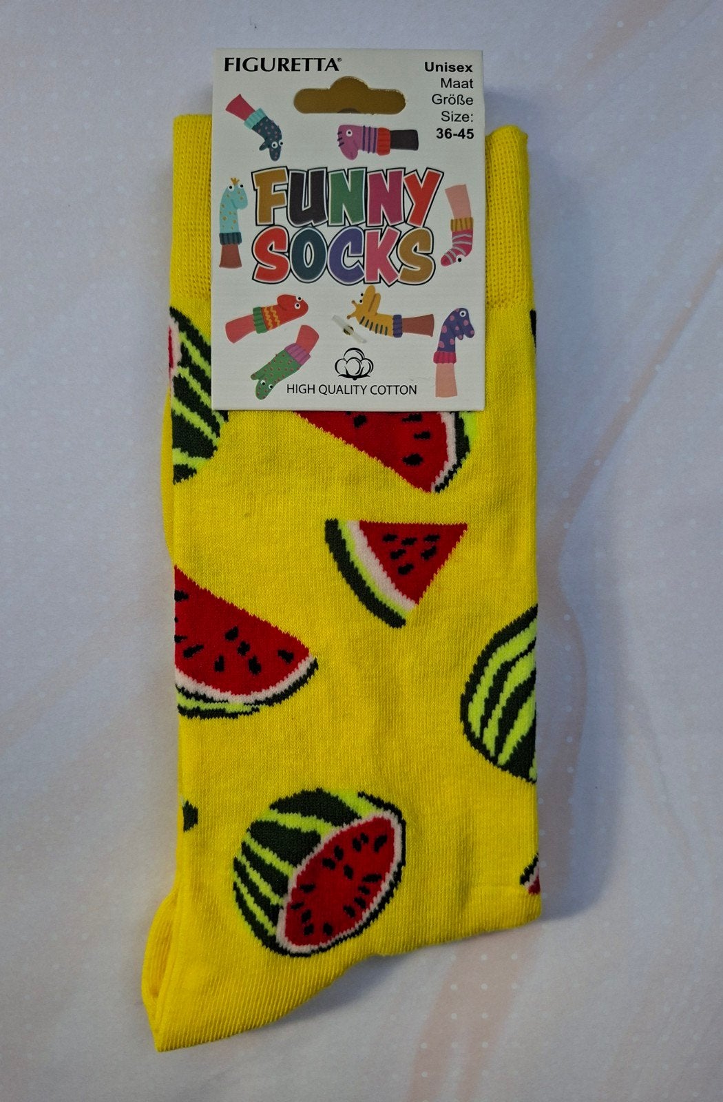 Funny Socks; One Size met een Watermeloen-print., Sokken en Kniesokken, Overige kleuren, Nieuw, Overige maten