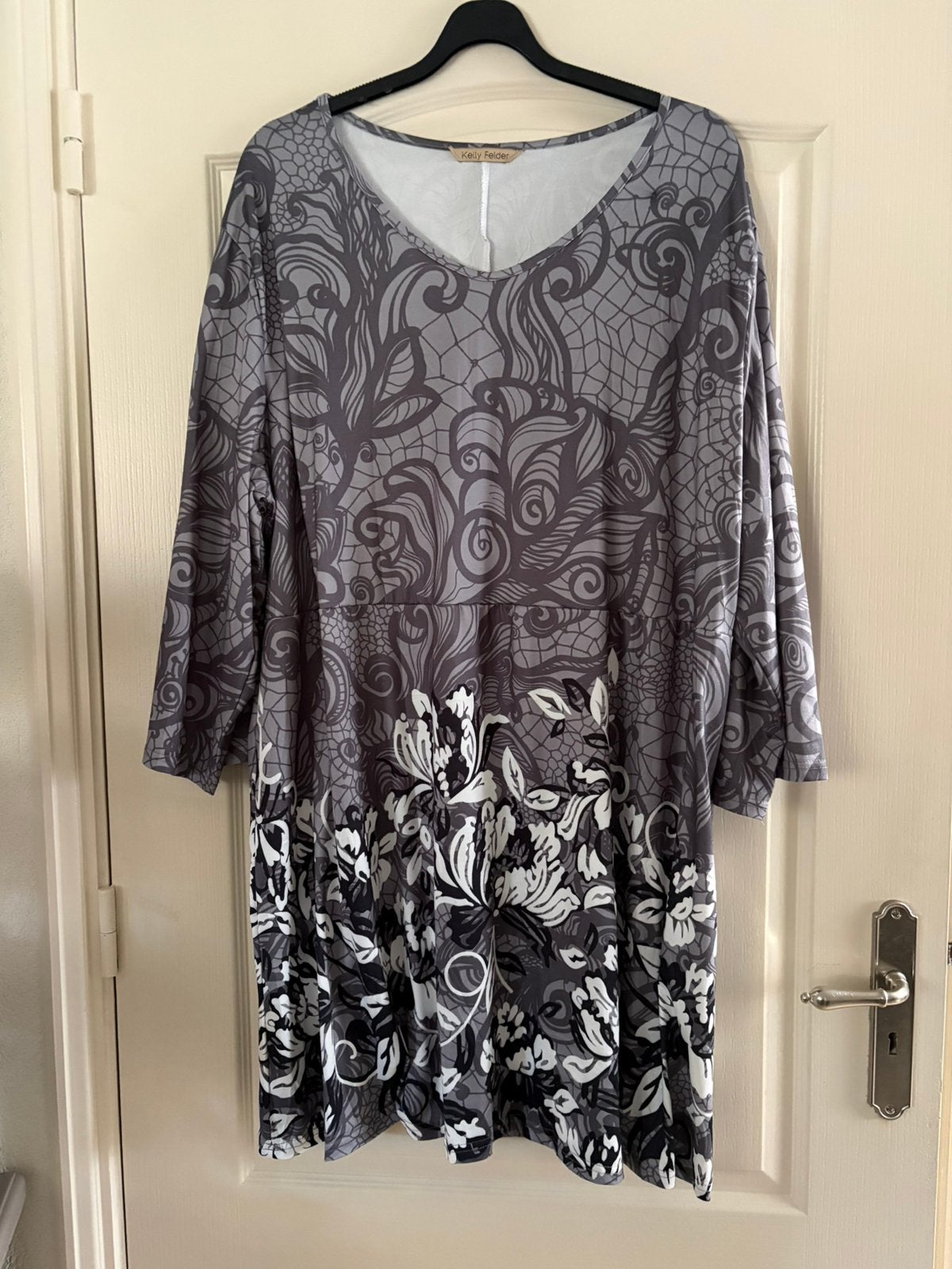 Tuniek 56/58 Kelly Felder grijstinten alijn travelstof, Ophalen of Verzenden, Nieuw, Grijs, Blouse of Tuniek