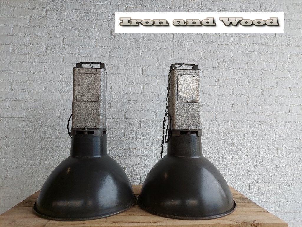 Franse industriele MAZDA hanglamp - oud - afmeting D50 H75, Ophalen of Verzenden, Gebruikt, Metaal, Industrieel, stoer, vintage , oud , emaille, MAZDA, frans