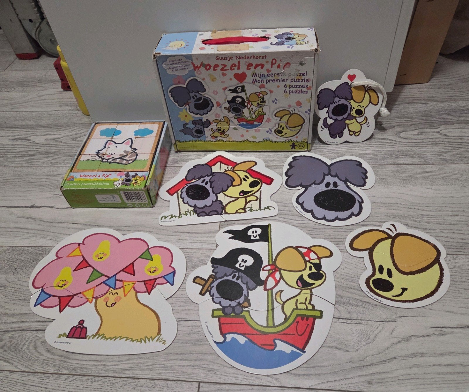 Woezel en Pip puzzels - Houten blokken en legpuzzels, 2 tot 4 jaar, Gebruikt, Ophalen of Verzenden, Van hout