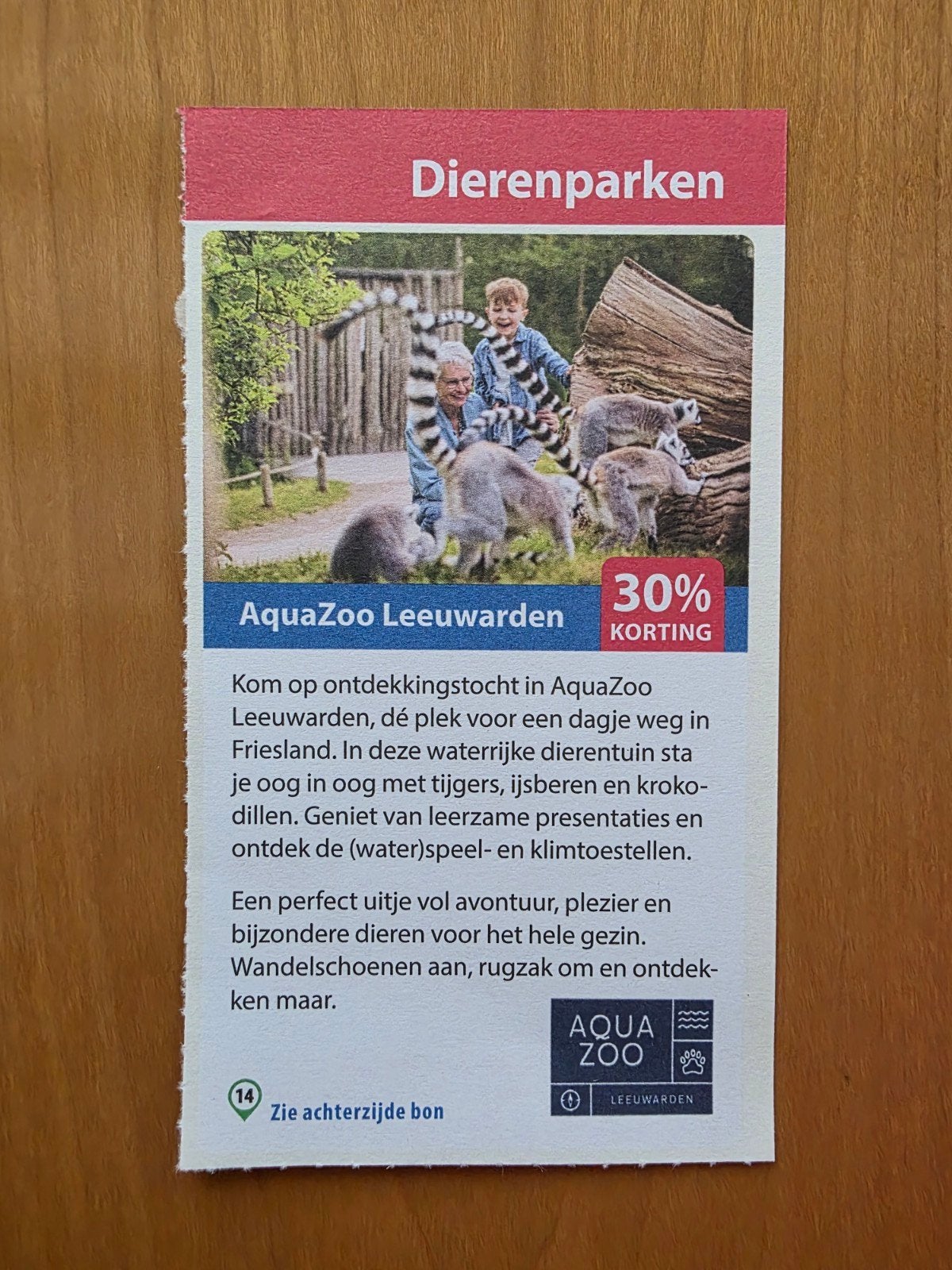 AquaZoo Leeuwarden 30% korting maximaal 5 personen, Drie personen of meer, Kortingskaart