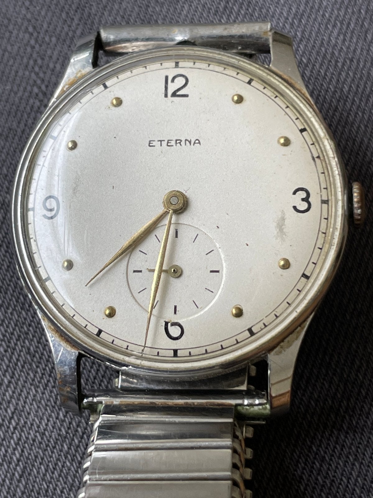 Vintage Eterna Polshorloge - Edelstaal met Fixoflex band, Overige merken, Staal, Met bandje, Polshorloge