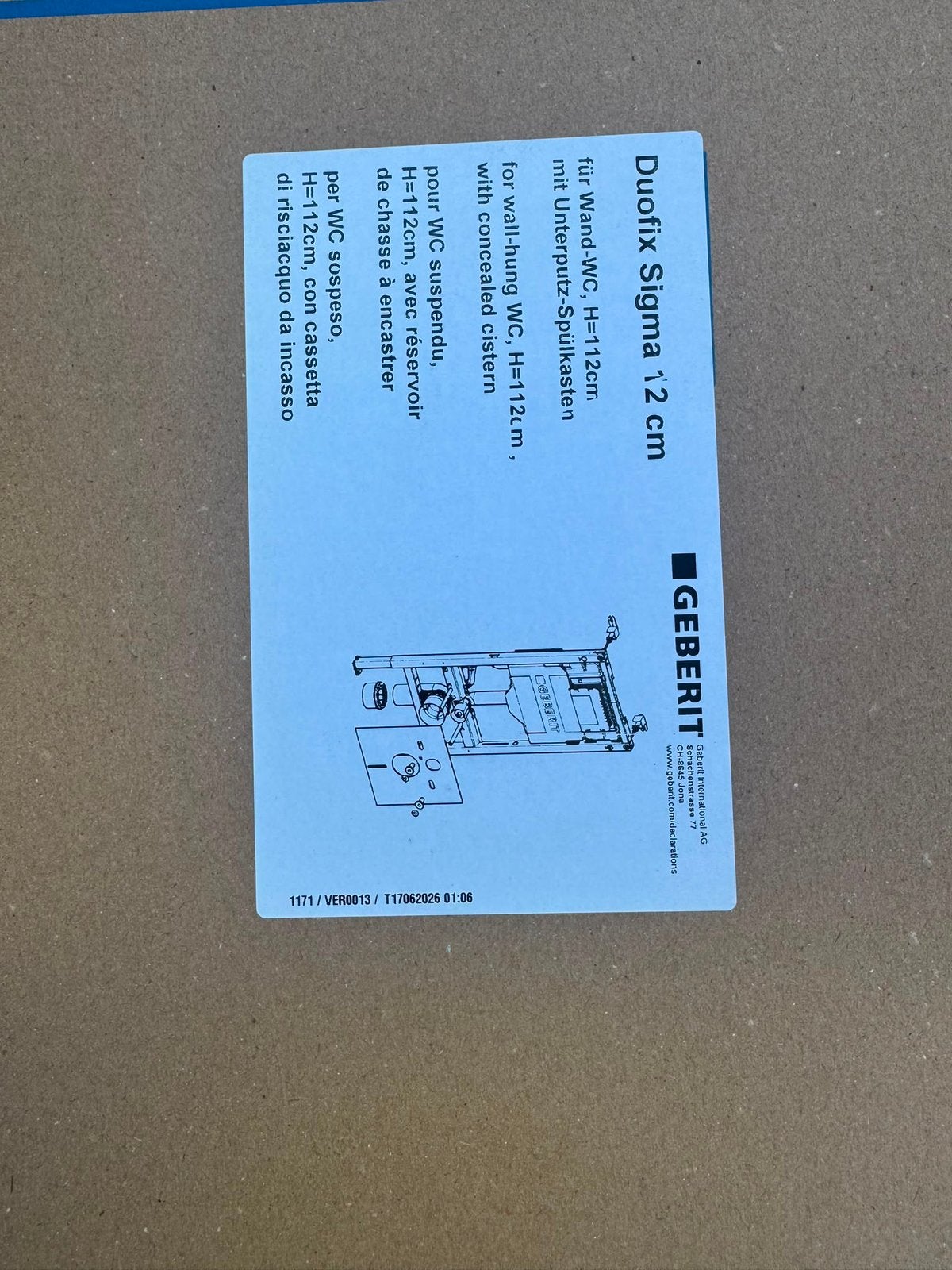 Geberit duofix up320 inbouwreservoir, Doe-het-zelf en Verbouw, Sanitair, Ophalen, Nieuw, Toilet