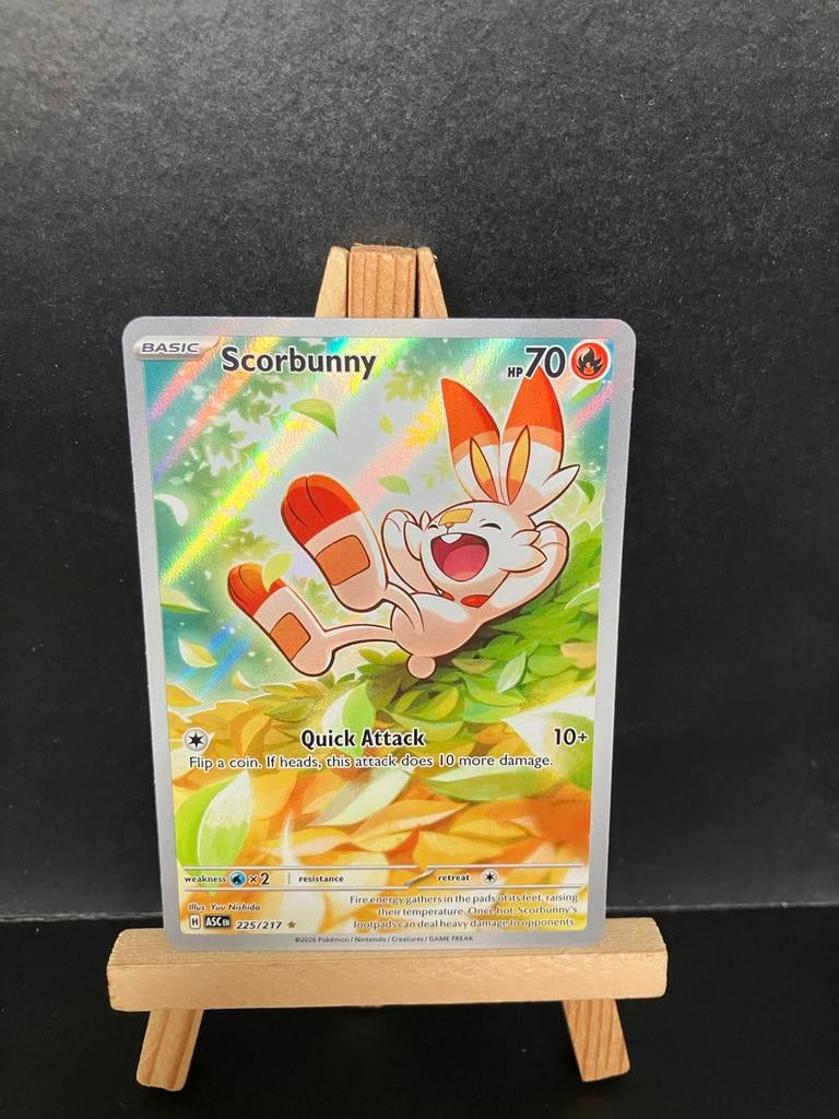 Scorbunny 225/217 Full Art Pokémon, Ophalen of Verzenden, Zo goed als nieuw, Losse kaart, Foil