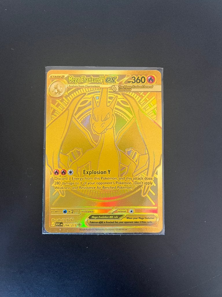 Pokémon Mega Charizard Y EX Gouden Kaart 294/217 Asc, Ophalen of Verzenden, Zo goed als nieuw, Losse kaart