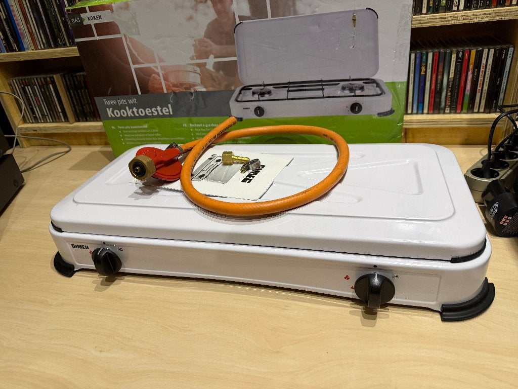 ✅ 2-Pits Gimeg - Kooktoestel Gas Stove Gassetje Campinggaz, Ophalen of Verzenden, Zo goed als nieuw