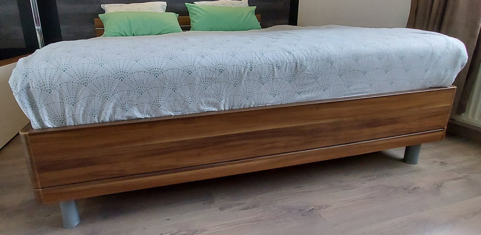 Wall nut Bed, Ophalen, Eenpersoons, Hout, 90 cm