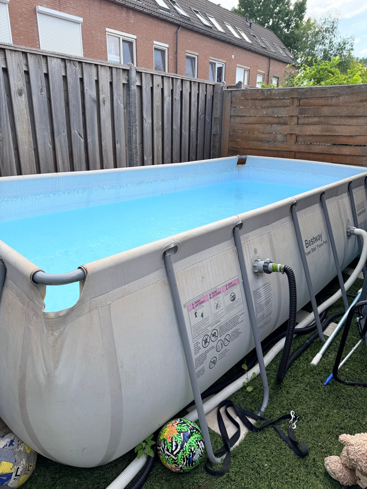 Zwembad 4x2m met zandfilter, zoutwatersysteem & warmtepomp, Ophalen, Gebruikt, 200 tot 300 cm, 80 tot 120 cm