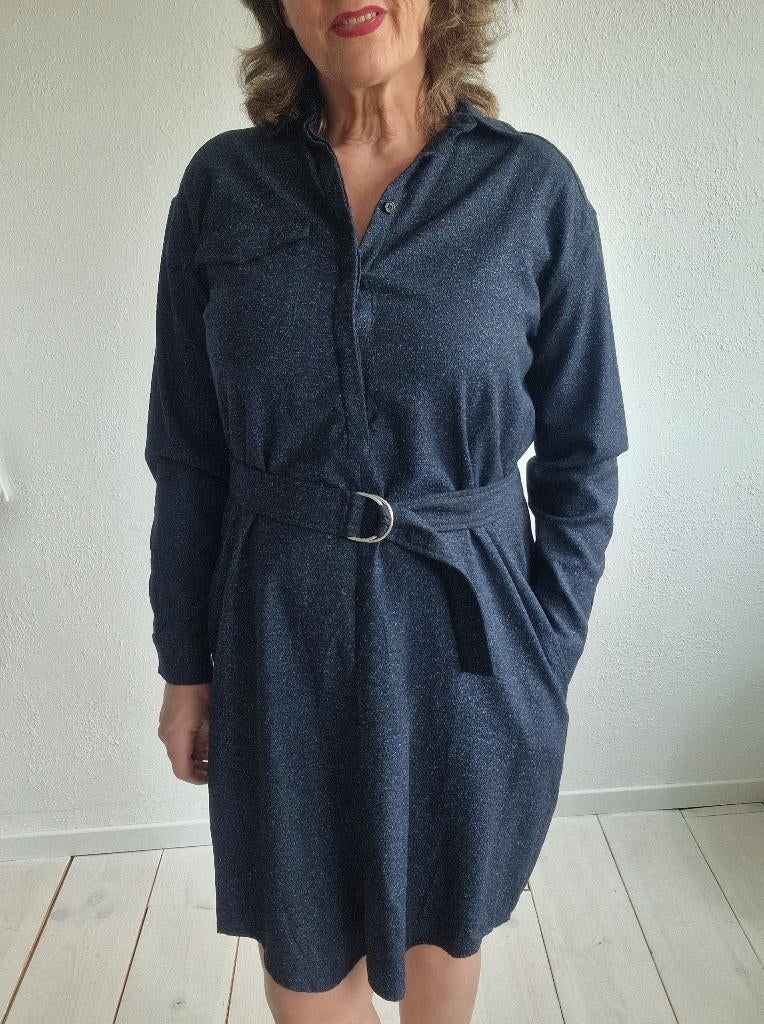 Shirtdress Joline Jolink. Model FALL. Maat M. Blauw/zijde, Kleding | Dames, Blauw, Nijmegen, Verhip-vintage.nl, Nieuw