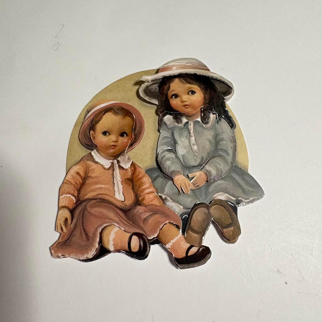 3d plaatje 10 brocante poppen, Ophalen of Verzenden, Zo goed als nieuw, Knipvel