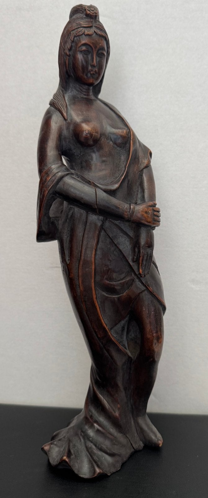 Antiek Chinees houten beeld van een dame zwaar hout, Antiek en Kunst, Ophalen of Verzenden