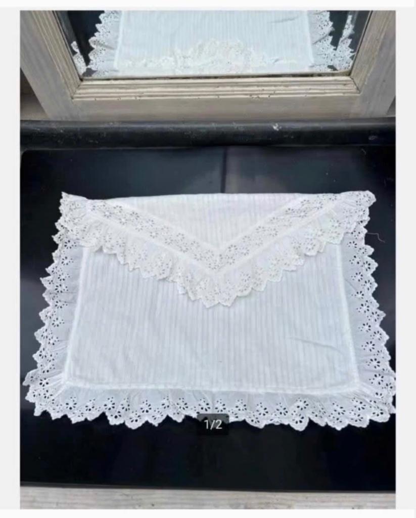 Antieke Katoenen enveloppe vorm voor slopen met Broderie, Ophalen of Verzenden, Dames