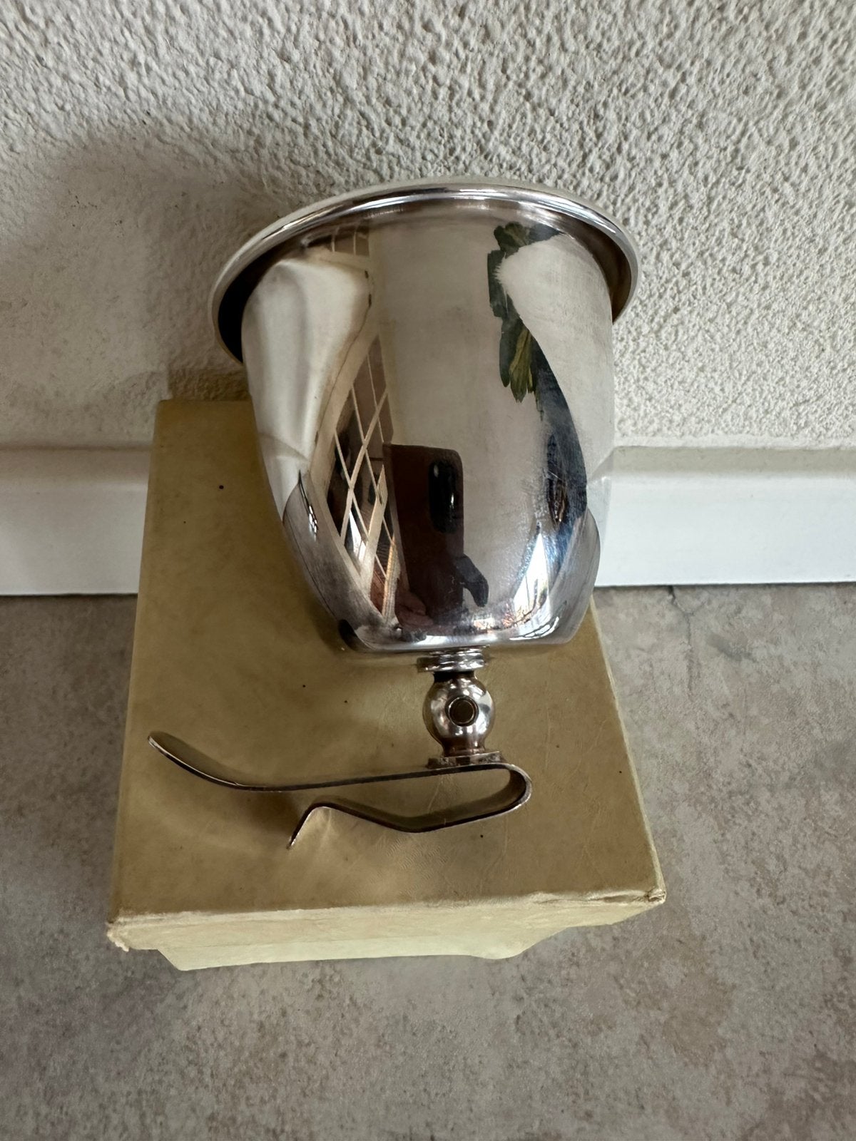 lepelvaasje lepel vaasje met klem verzelverd H7.5 x diam 6.5, Ophalen of Verzenden, Zo goed als nieuw, Overige materialen
