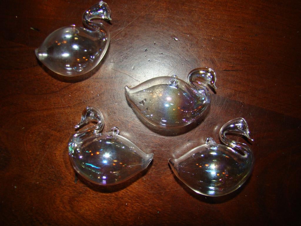 4 mond geblazen glazen zwanen zwaan 5 cm voor paas tak, Antiek en Kunst, Antiek | Glas en Kristal, Ophalen of Verzenden