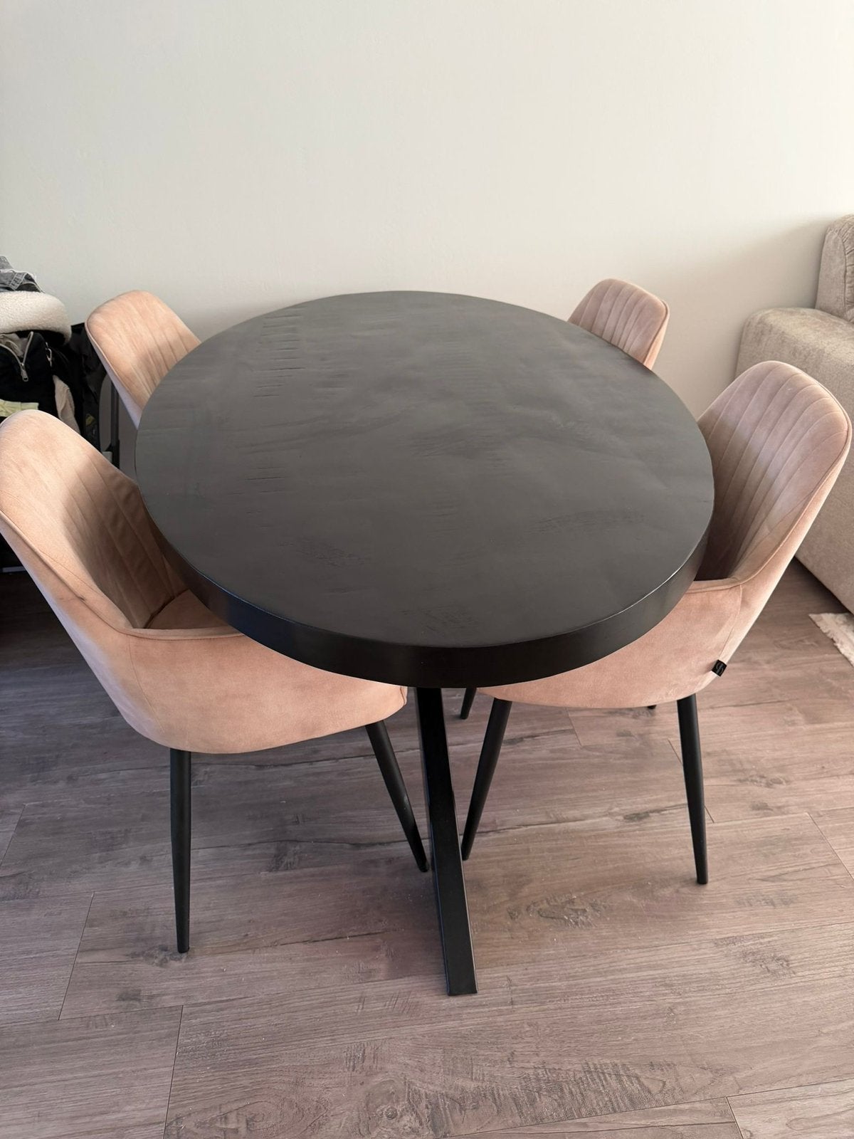 Eettafel met stoelen, Ophalen, 50 tot 100 cm, 150 tot 200 cm, Eikenhout