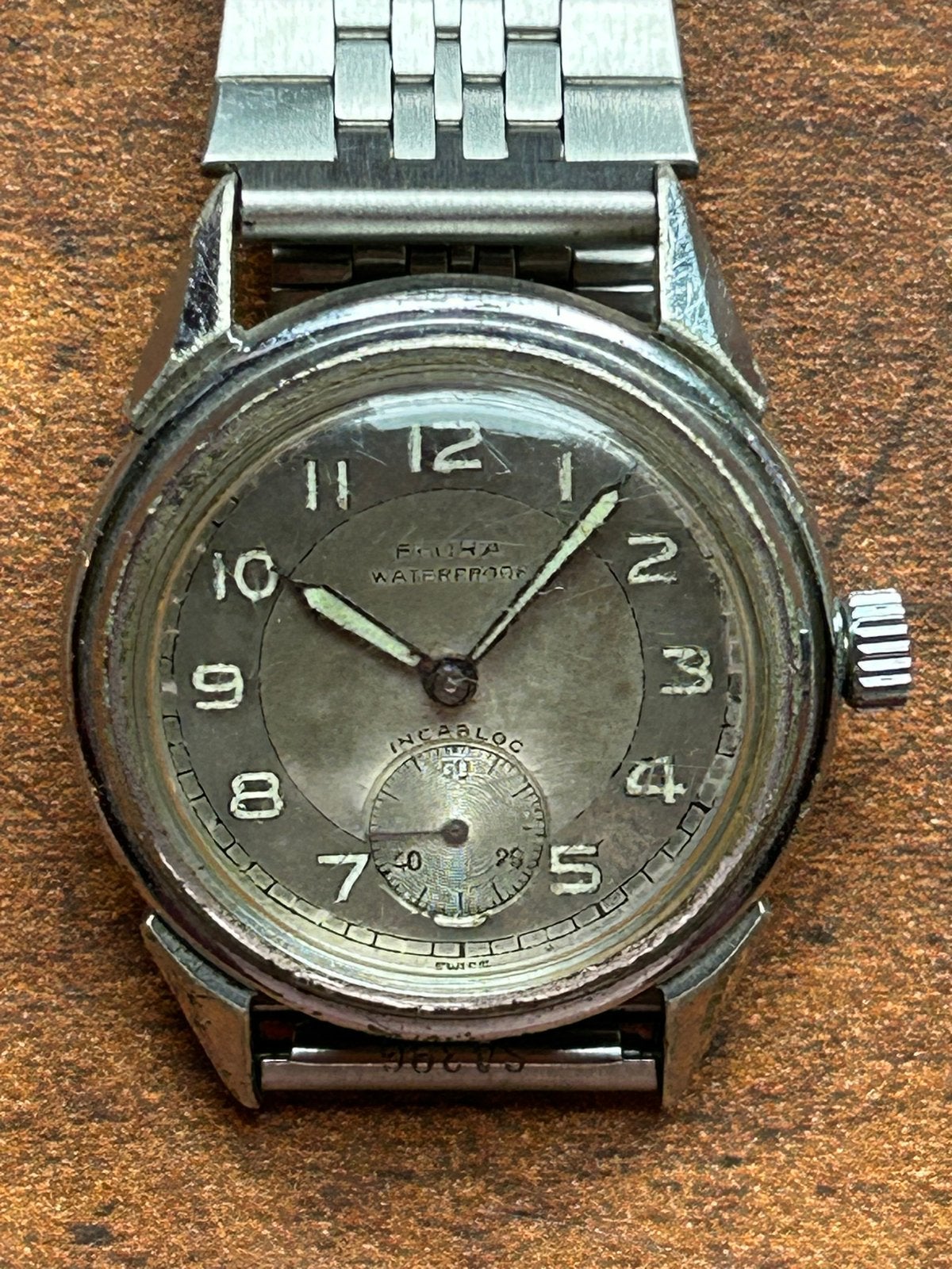 Vintage Flora Waterproof Incabloc Polshorloge met Stalen Ban, Sieraden, Tassen en Uiterlijk, Horloges | Antiek, Overige merken