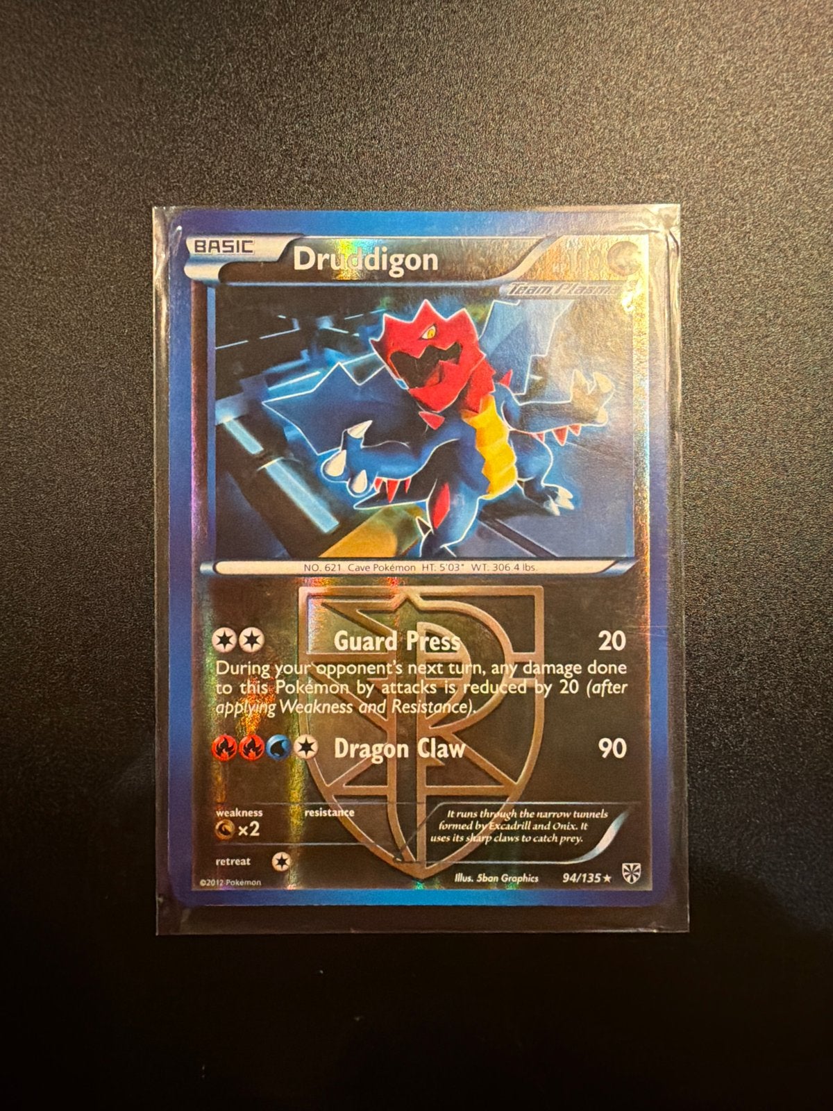 Druddigon Team Plasma 94/135 Plasma Storm Pokémon Kaart, Ophalen of Verzenden, Zo goed als nieuw, Losse kaart