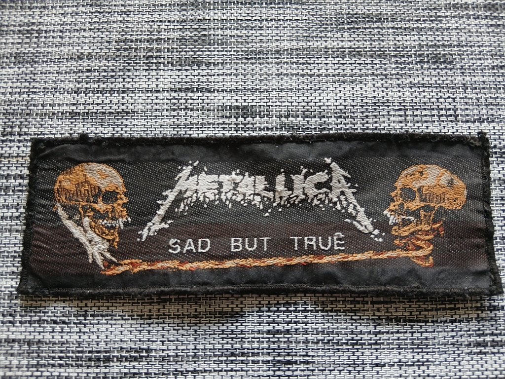 Metallica vintage 1991 Sad But True strip patch 7x20 cm nn18, Verzenden, Gebruikt, Kleding