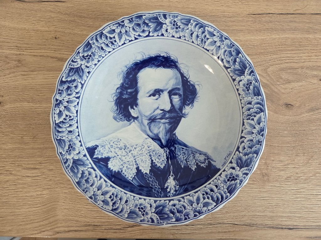 Delfts blauw bord met portret Frans Hals, Antiek en Kunst, Ophalen of Verzenden