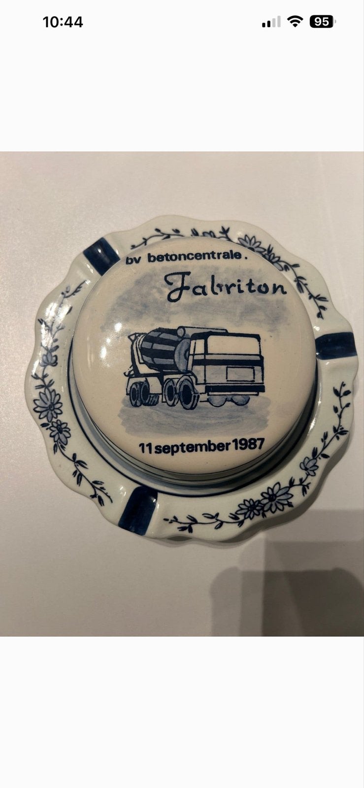 Delfts Blauw asbak Fabriton betoncentrale 1987, Antiek en Kunst, Ophalen of Verzenden