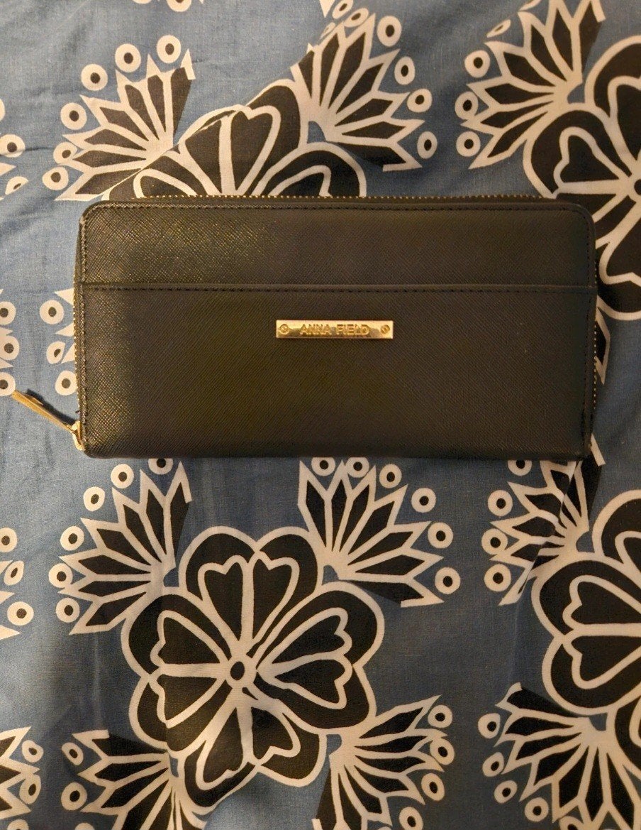 Anna Field Damesportemonnee - Zwart, Zo goed als nieuw, Sieraden, Tassen en Uiterlijk, Overige merken, Leer, Zwart, Ophalen of Verzenden