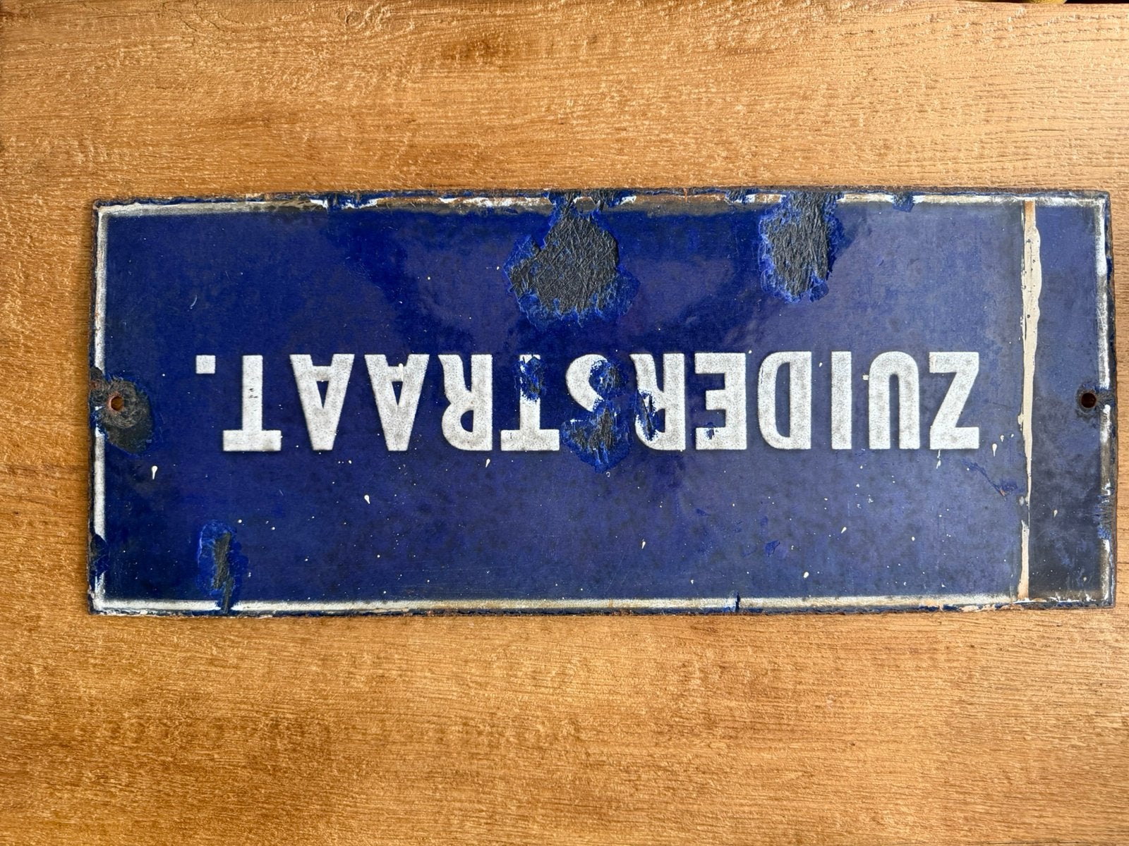 Prachtig oud emaille bord leeuwarden centrum, Ophalen of Verzenden
