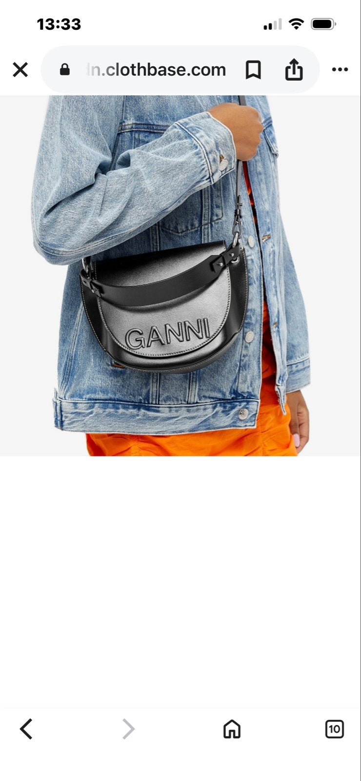 Ganni Banner Saddle Tas Zwart Gerecycled Leer, Ophalen of Verzenden, Zo goed als nieuw, Zwart, Schoudertasje